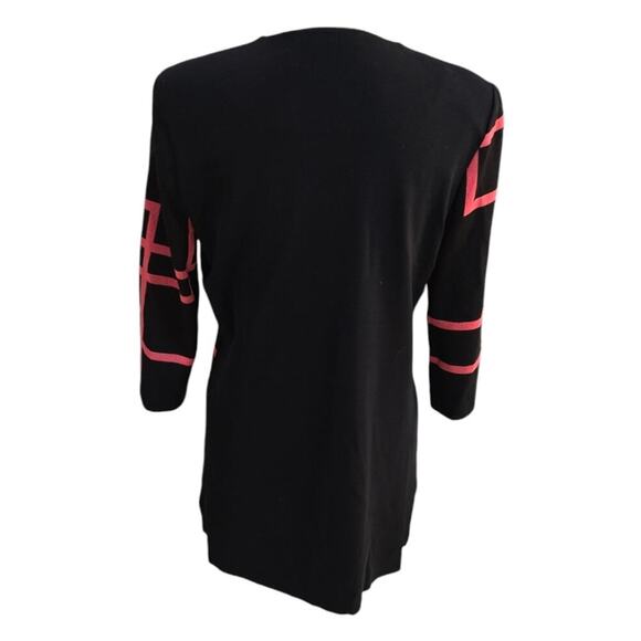 Misook Pink and Black Geometric Cardigan Sweater Women's Size Small - Picture 3 of 5